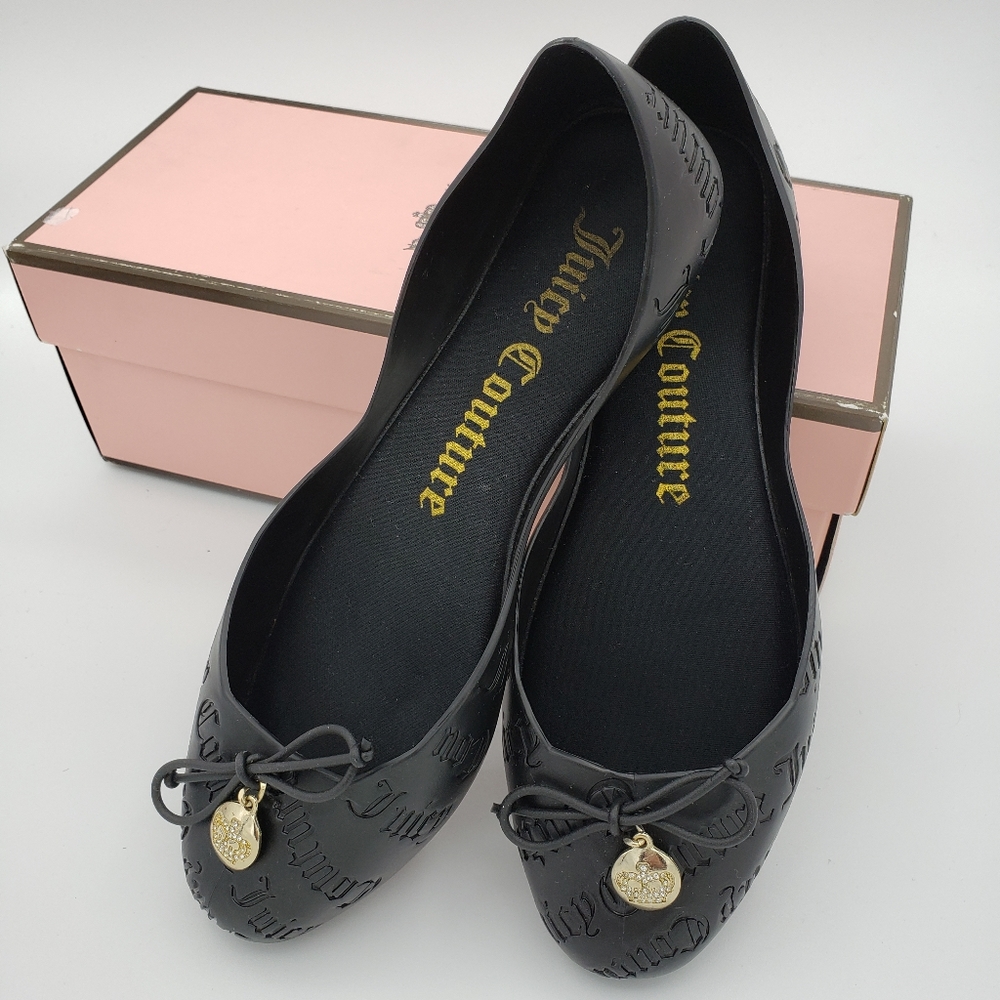 Juicy Couture Black Jelly Ballet Flats Size 7